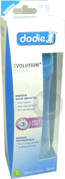 DODIE EVOLUTION+ Biberon tétine 3vitesses débit 3 bleu 330ml