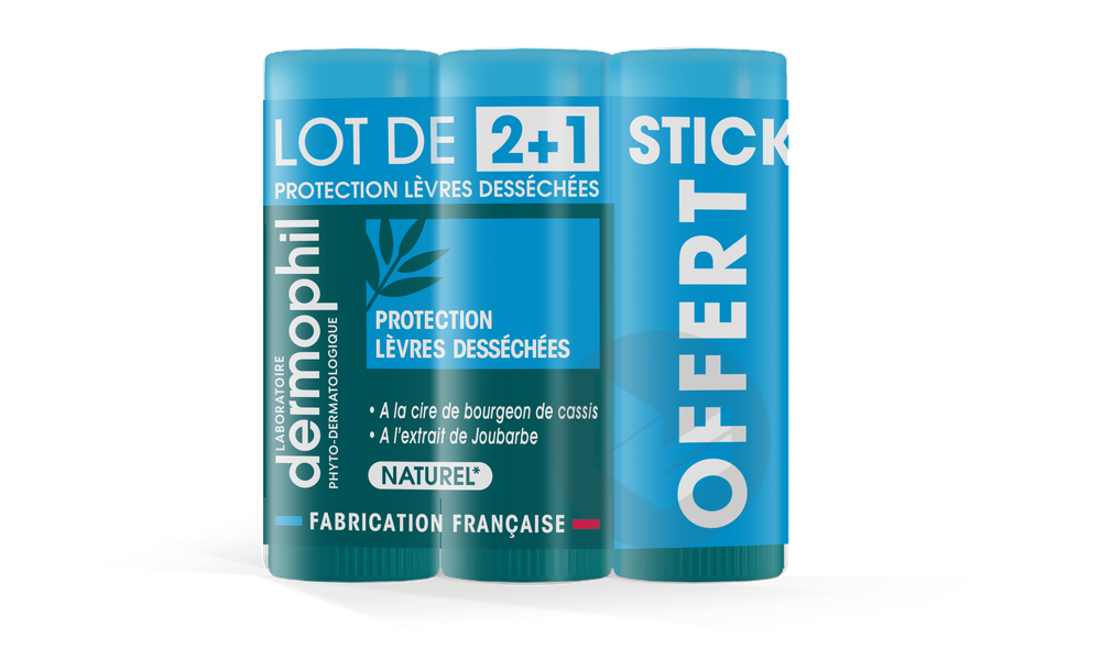 Lot 2+1  Sticks Protection Levres Dessechees 4G