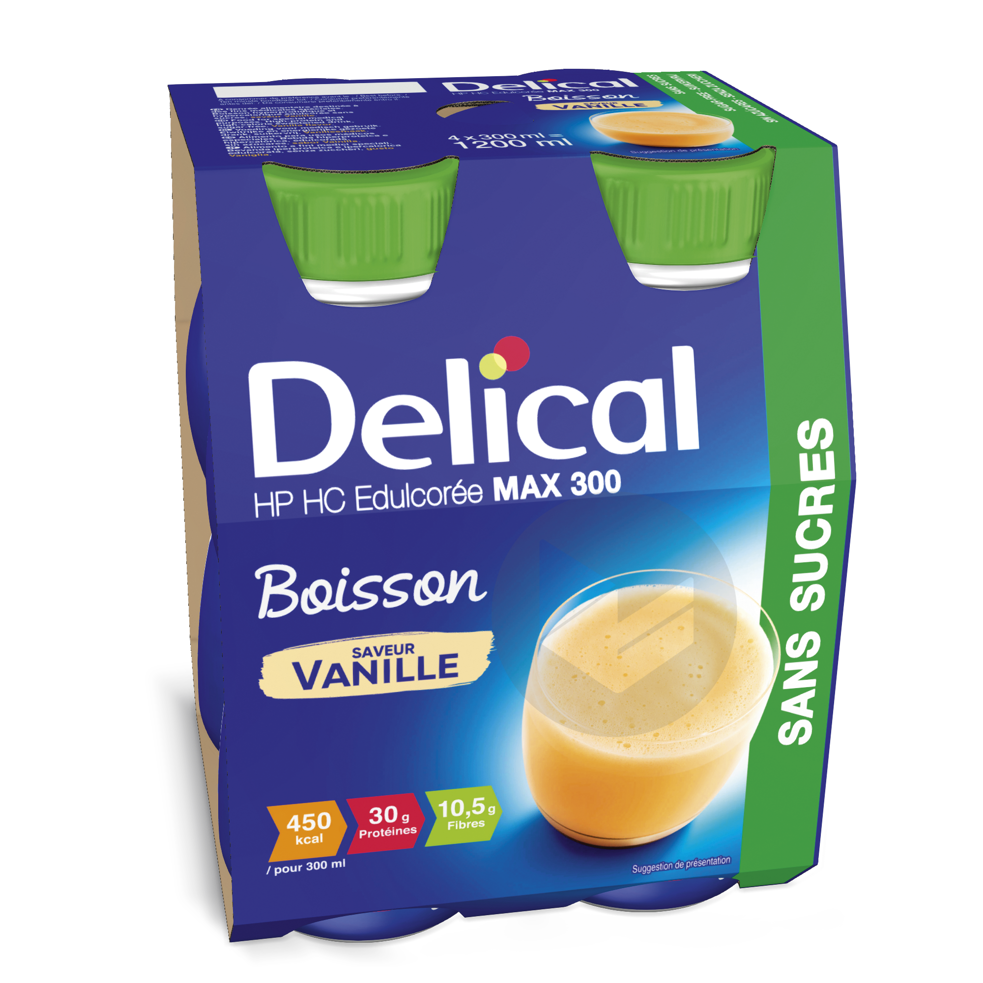 DELICAL Boisson HP HC MAX 300 sans sucres Vanille 4x300ml
