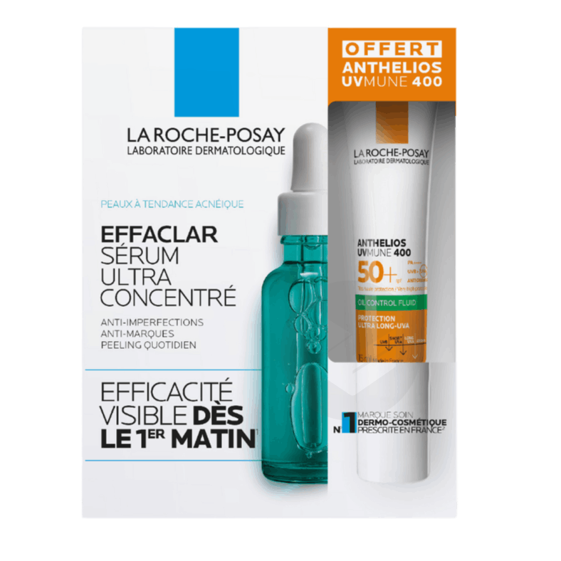 Effaclar Sérum ultra-concentré 30ml + Crème solaire fluide Anthelios UVMune 400 15ml