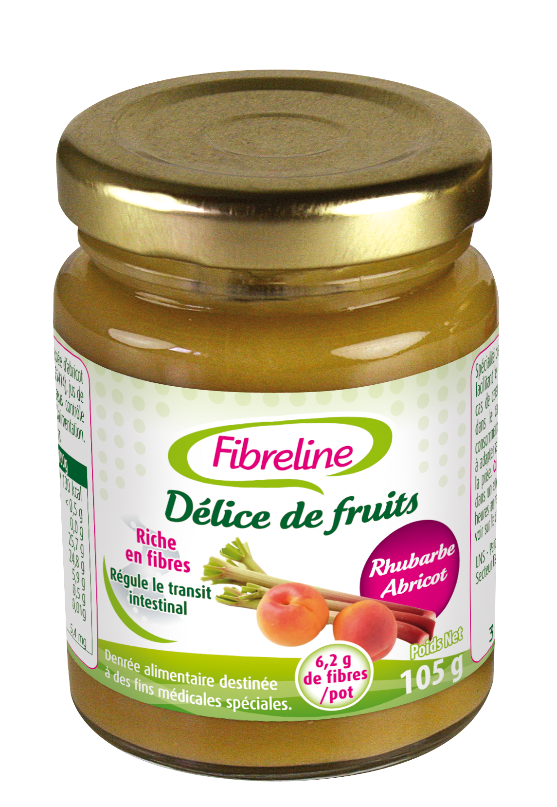 FIBRELINE Délice de fruits Rhubarbe Abricot 105g