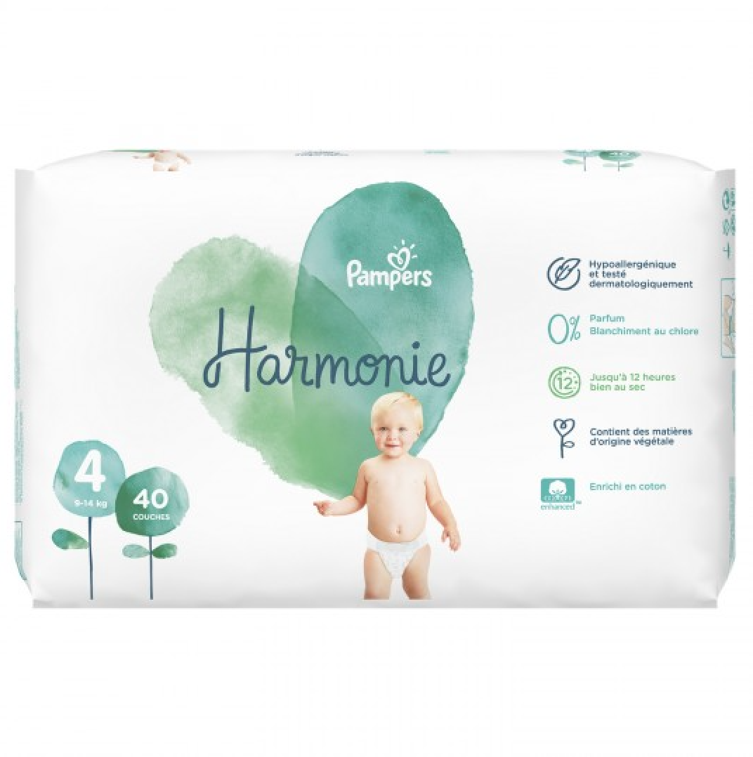Couche Pampers Harmonie  taille 4 : 9-14 kg x40