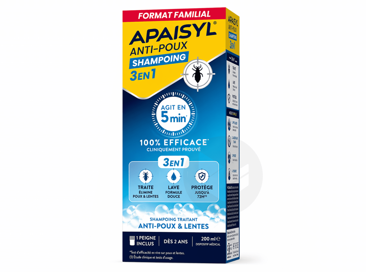 Shampoing Traitant Anti-Poux et Lentes 3-en-1 200ml