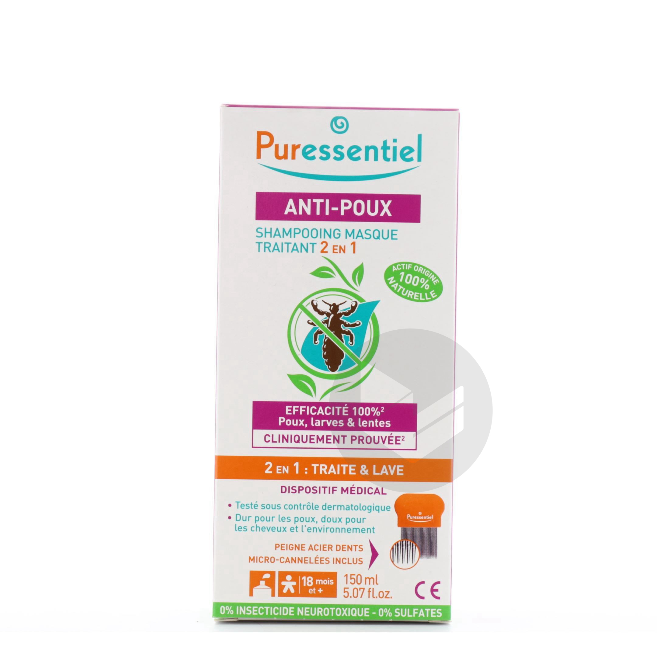 Puressentiel anti-poux shampooing masque traitant 2 en 1 150ml