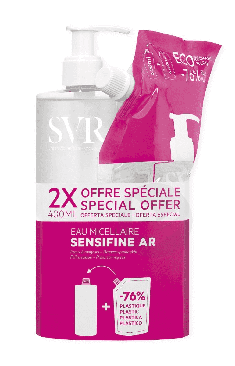 Sensifine Ar Eau Micellaire Nettoyante Démaquillante 400ml + Eco Recharge 400ml