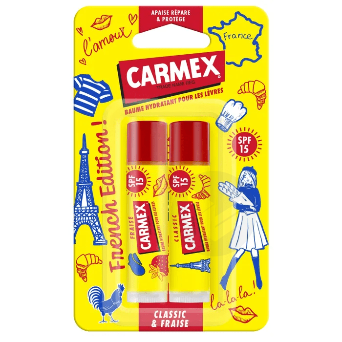 FRENCH EDITION Baumes à Lèvres Hydratants Classic et Fraise SPF15 2x4.25g