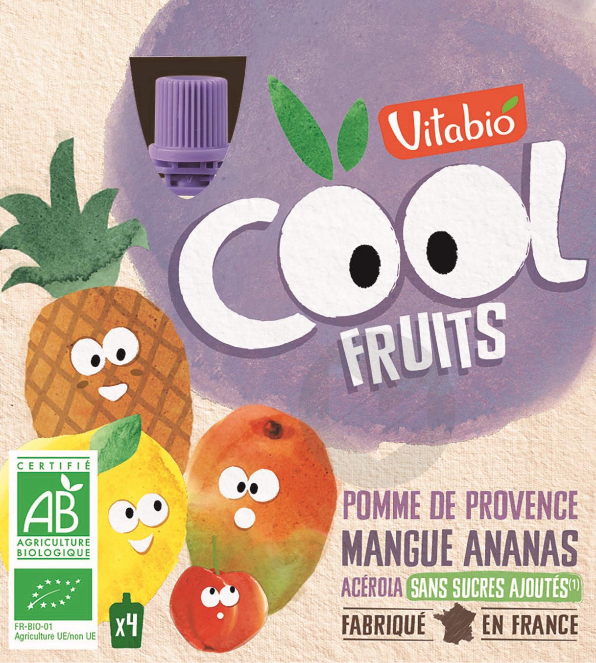 Cool Fruits Pomme Mangue Ananas 4x90g