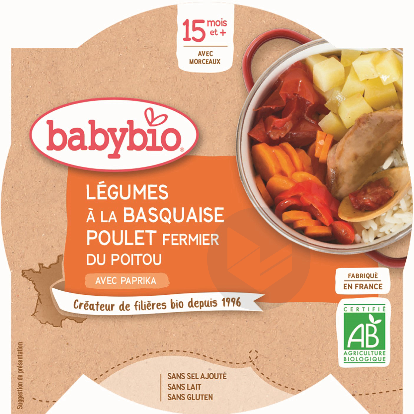 BABYBIO Assiette Légumes Basquaise Poulet Paprika