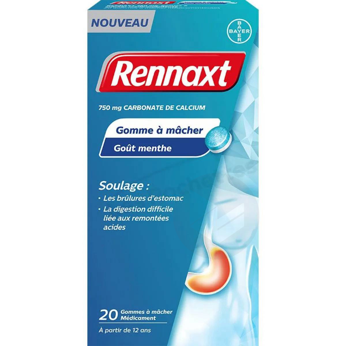 RENNAXT 750 mg, 20 gommes à mâcher médicamenteuse