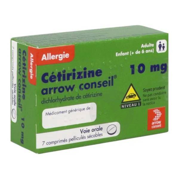 CETIRIZINE ARROW CONSEIL 10 mg, 7 comprimés pelliculés sécables