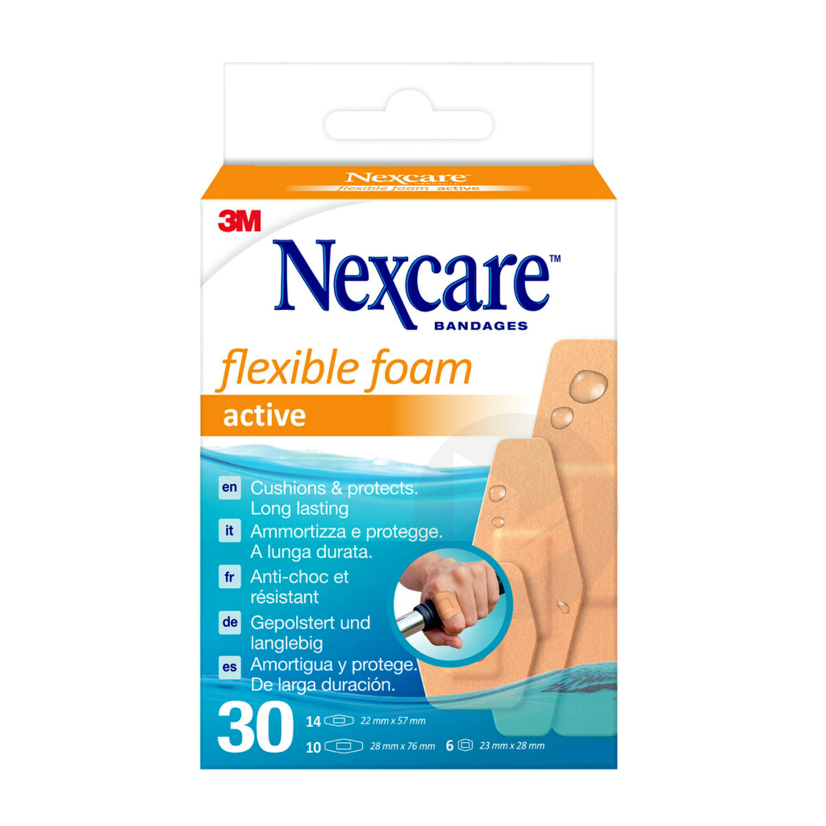 Pansements en mousse Nexcare Active Flexible Assortiment x30