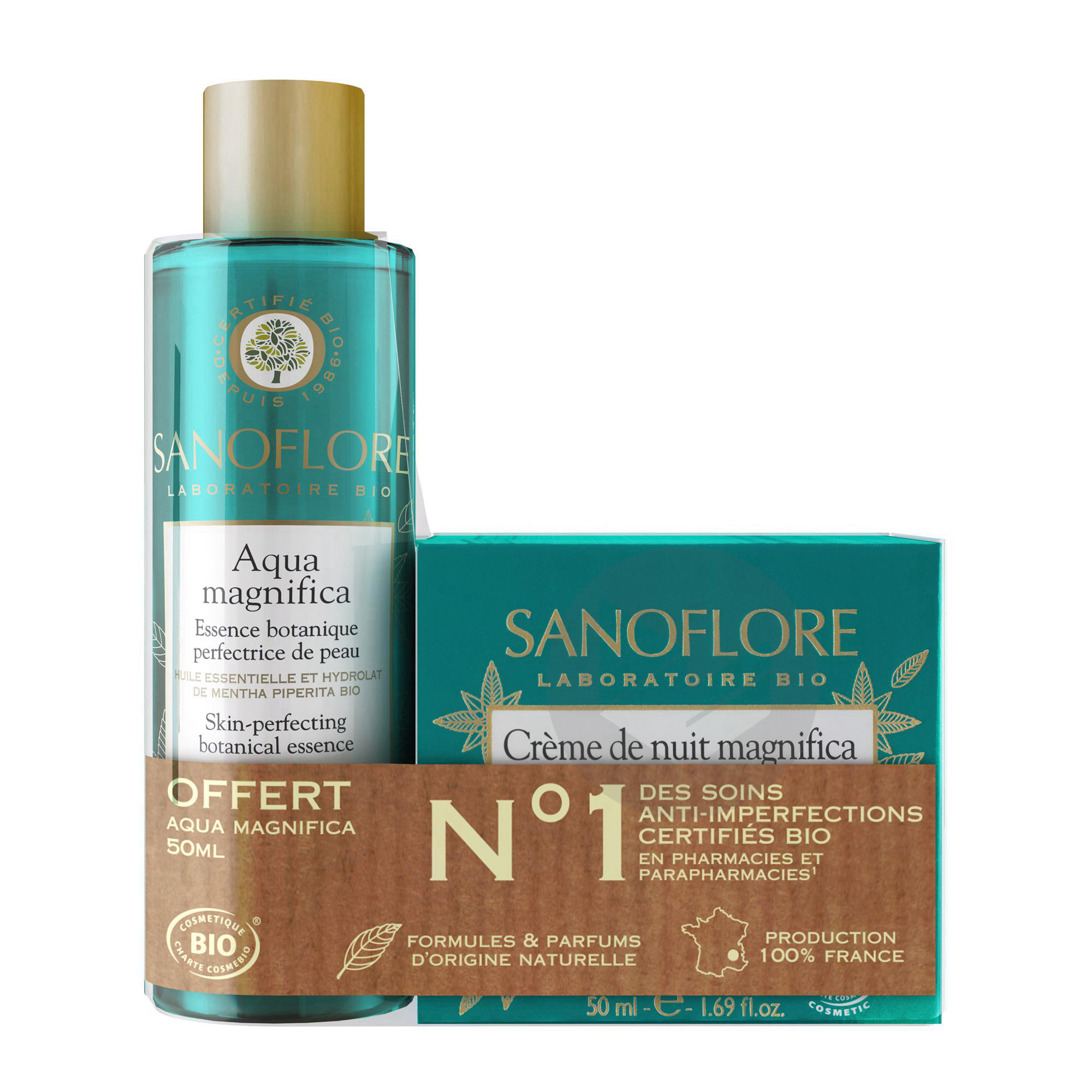 Crème de nuit anti-imperfections 50 ml + Aqua Magnifica Format Voyage 50 ml offert