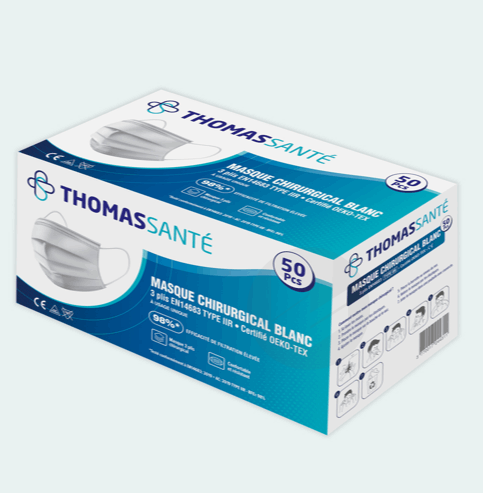 Masque chirurgical blanc 50 unités