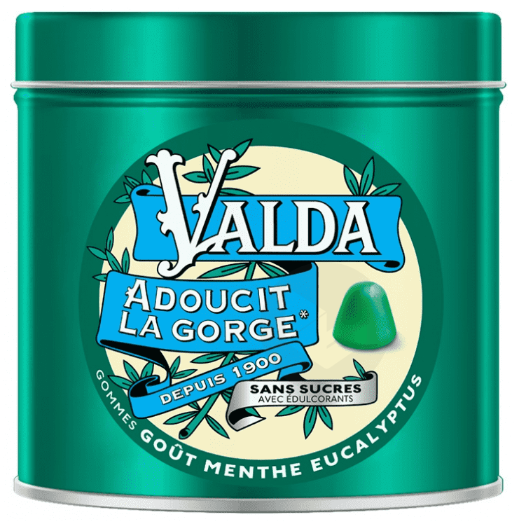 Gommes Sans Sucres Adoucit la Gorge Goût Menthe Eucalyptus 140g