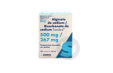 ALGINATE DE SODIUM/BICARBONATE DE SODIUM SANDOZ 500 mg/267 mg Suspension buvable en sachet (24 sachets de 10ml)