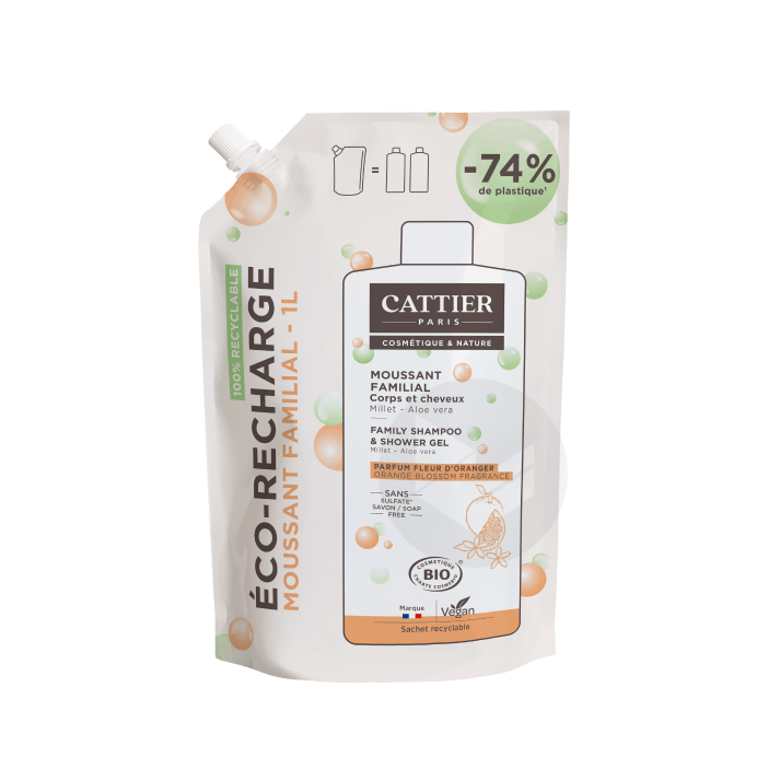 Moussant familial sans sulfate Fleur d'oranger Recharge 1l