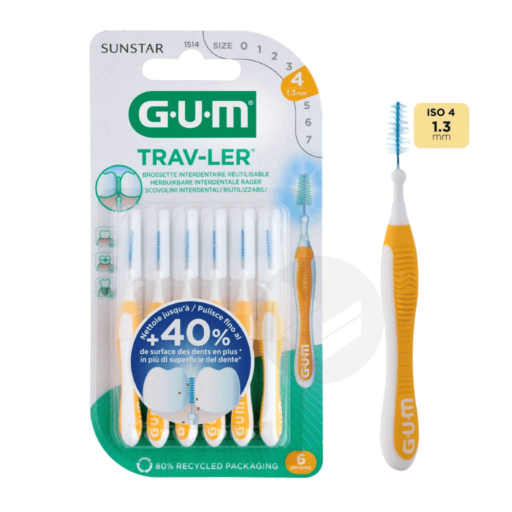 Trav-Ler 6 Brossettes Interdentaires Réutilisables Taille : 1514 : 1,3 mm