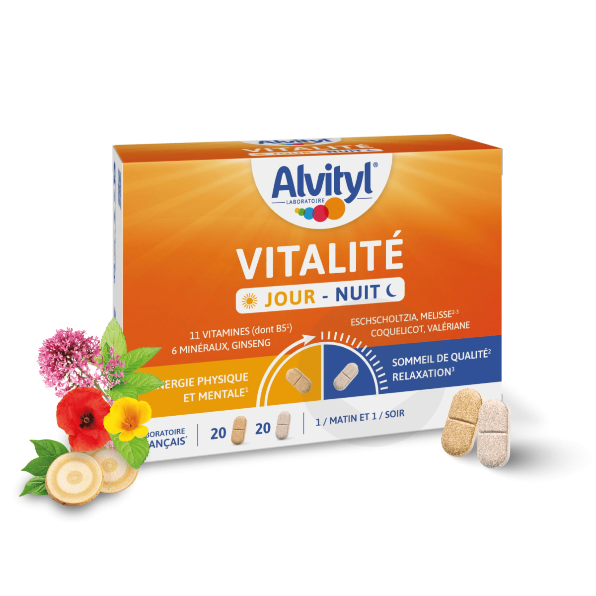 Alvityl Vitalité Jour Nuit 20 comprimés