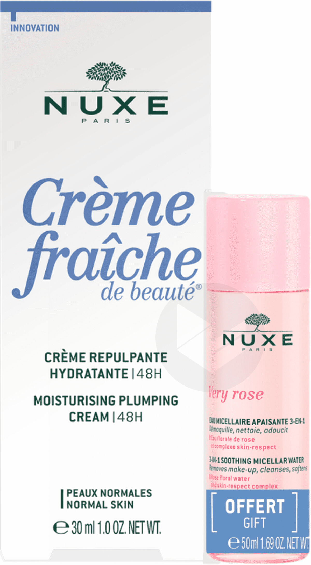 Crème fraiche repulpante 30ml + Eau micellaire Very Rose 50ml