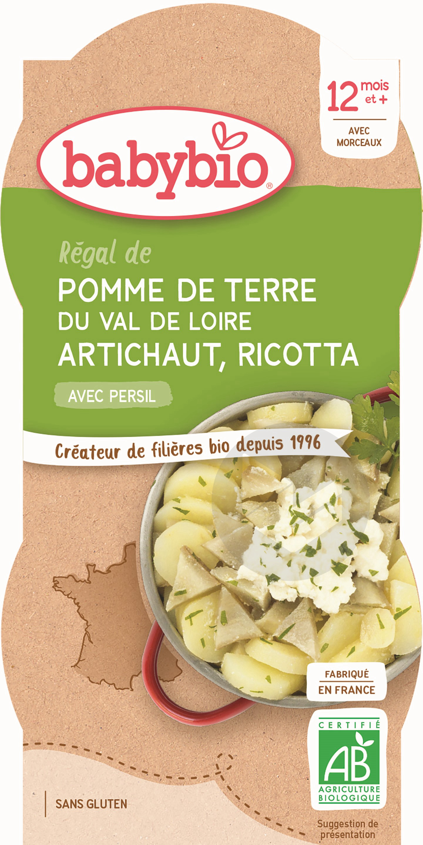 BABYBIO Bol Pomme de terre Artichaut Ricotta