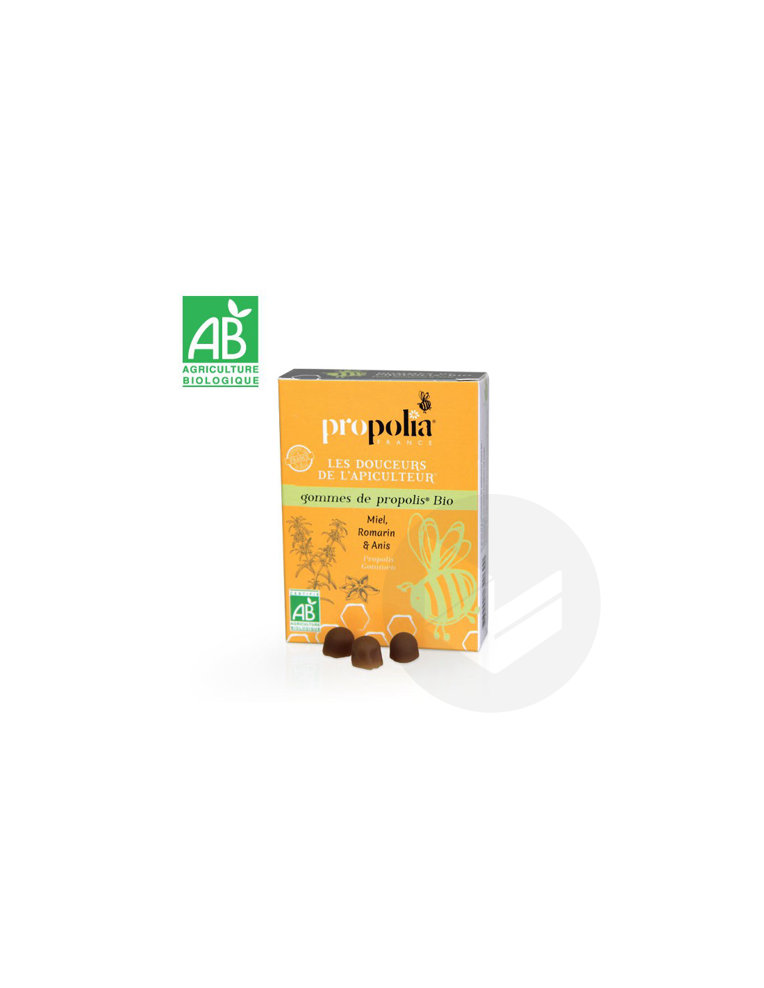 Gommes de Propolis Miel, Romarin & Anis à sucer 45g