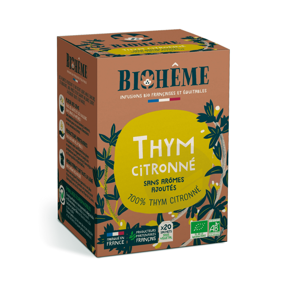 Infusion thym citronné bio 20 infusettes