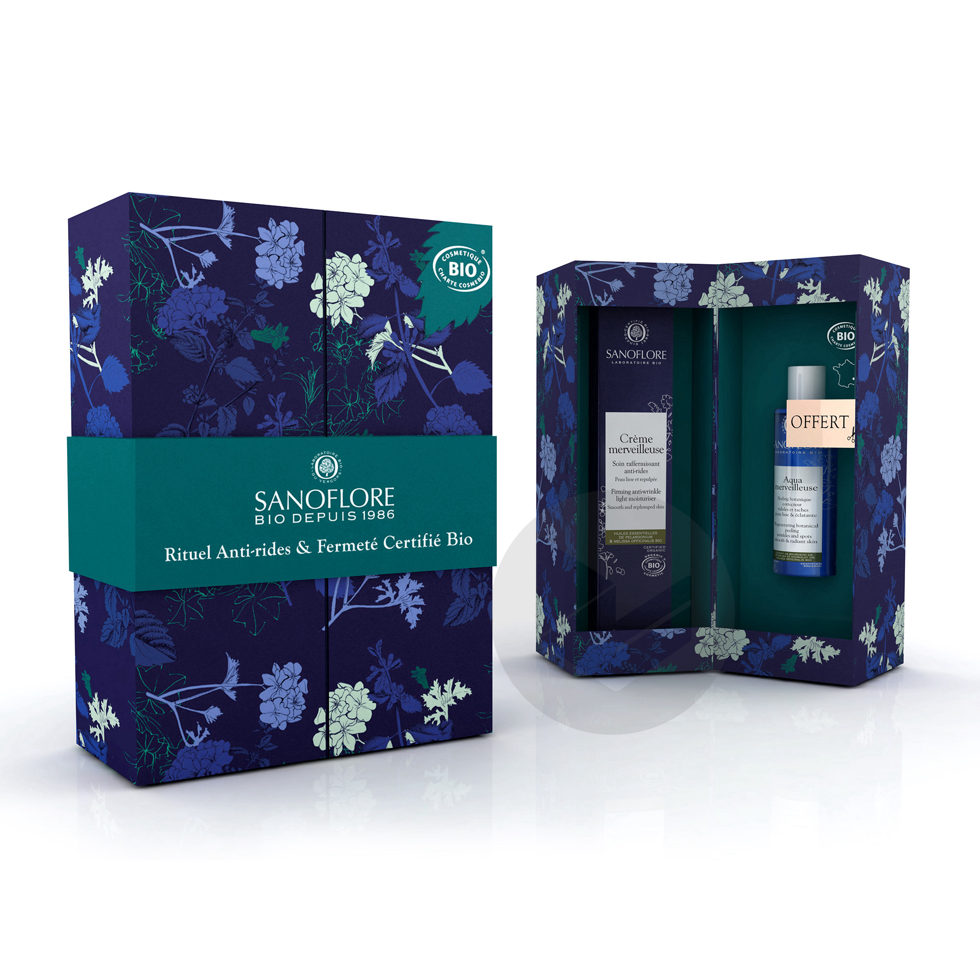 Coffret cadeau Crème merveilleuse 40ml + mini Aqua merveilleuse 50ml offerte Sanoflore
