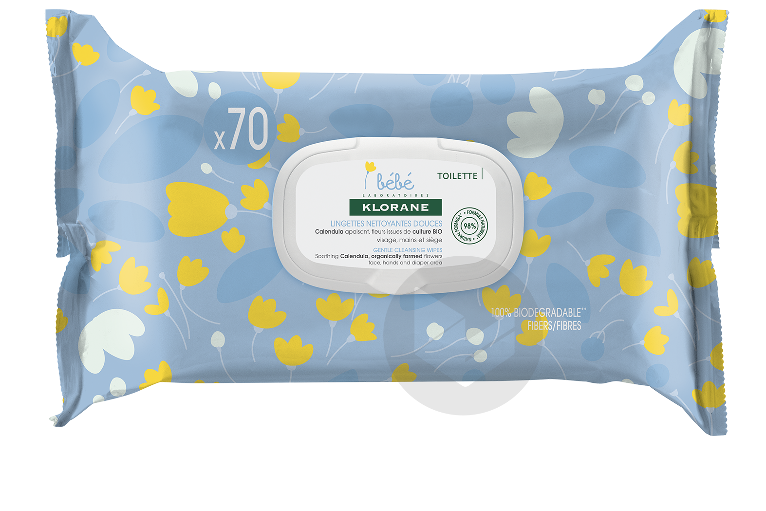 Lingettes nettoyantes douces 70 unités