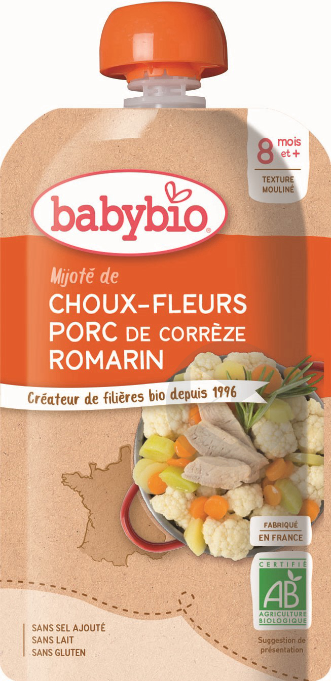 BABYBIO Gourde Choux fleurs Porc Romarin