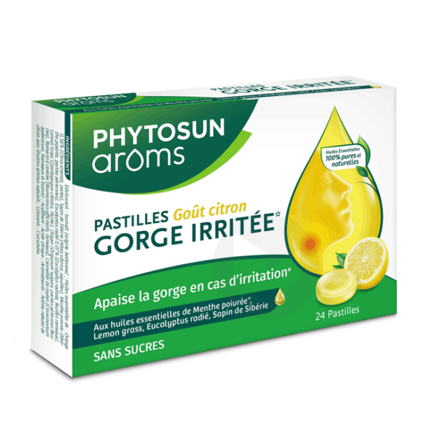 PASTILLES GORGE IRRITEE SANS SUCRES (GOÛT CITRON) x24