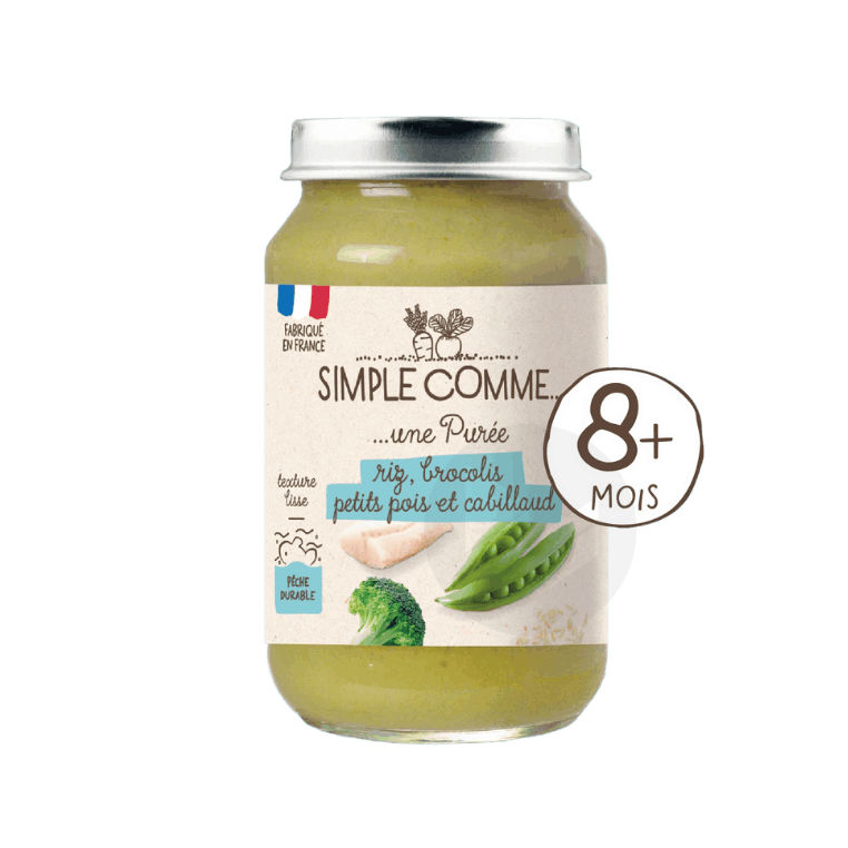 Riz, Brocolis, Petits pois et Cabillaud 200g