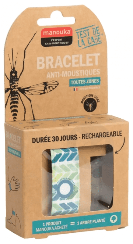 Bracelet Anti-Moustiques + Recharge 6ml Motif Géométrique