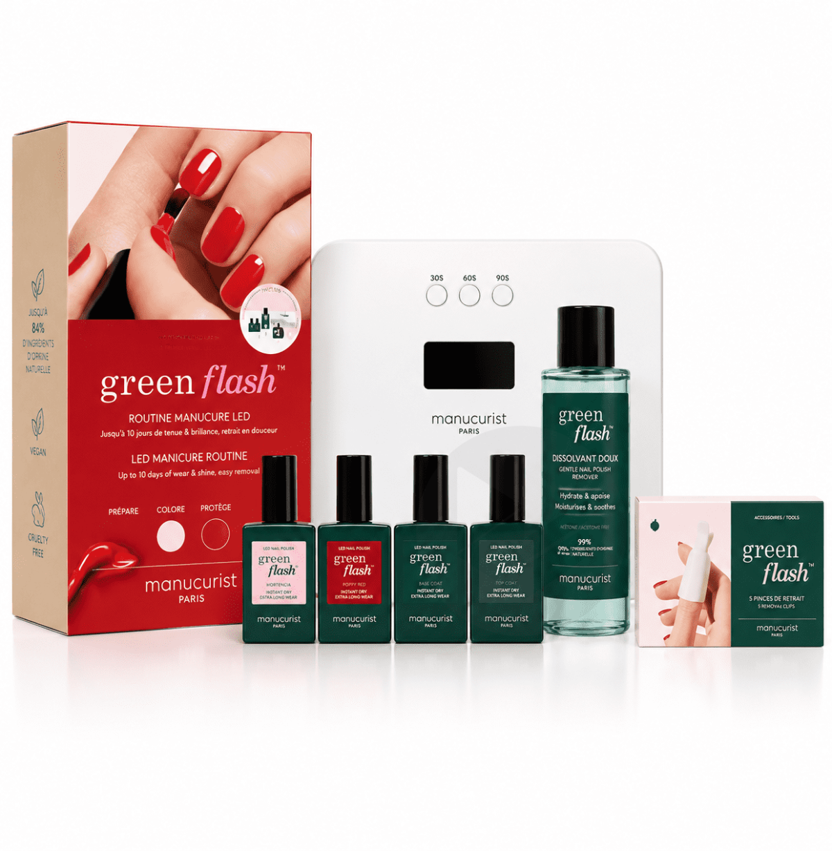 Kit manucure pro Green Flash Hortencia & Poppy Red