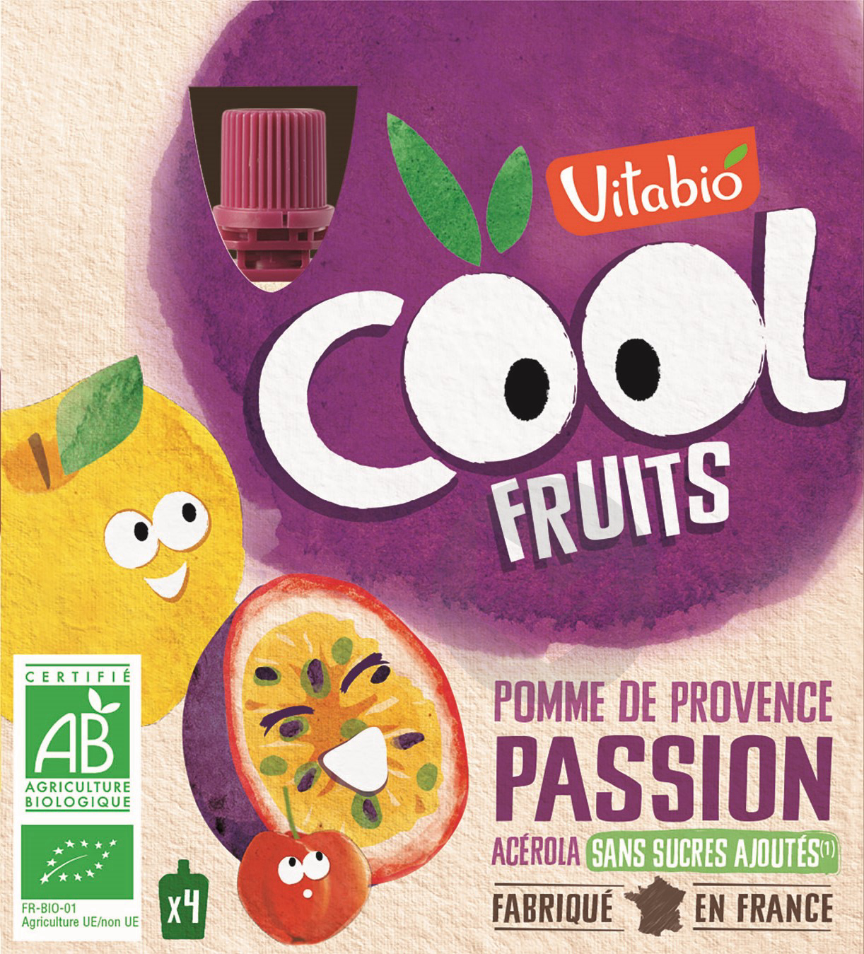 Cool Fruits Pomme Passion 4x90g