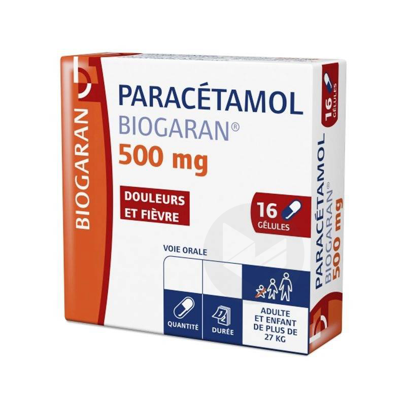 PARACETAMOL BIOGARAN 500 mg, 16 gélules