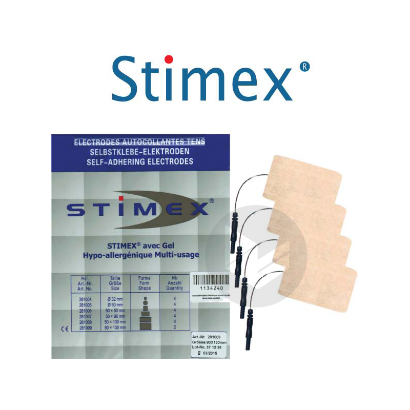 STIMEX Electrode rectangulaire électrostimulation 50x90mm B/4