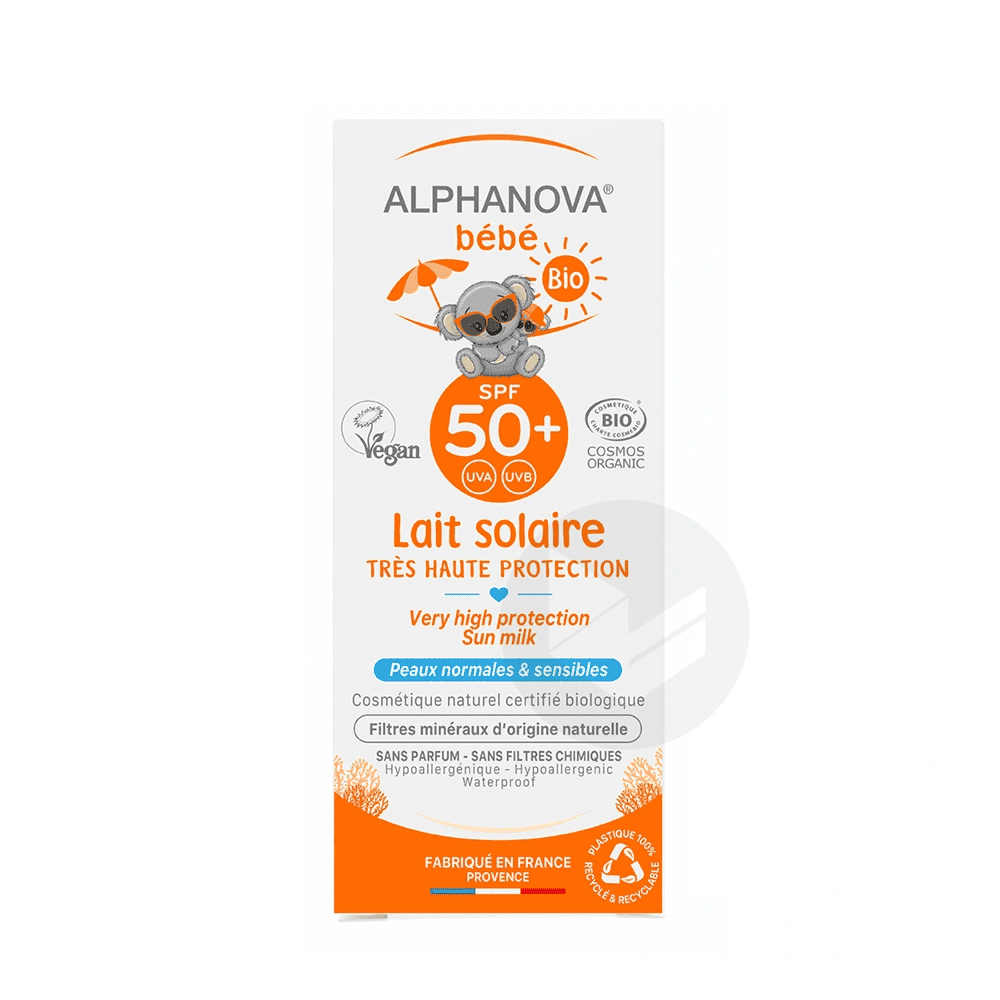 Crème solaire bébé certifiée bio SPF 50+ hypoallergénique 50g