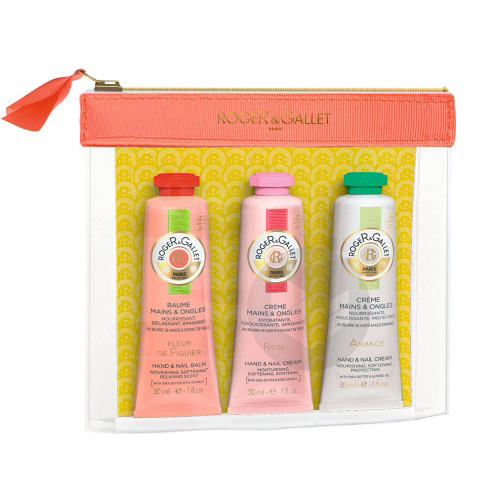 Trio crèmes mains Fleur de Figuier/ Rose / Amande +Trousse 3x30ml