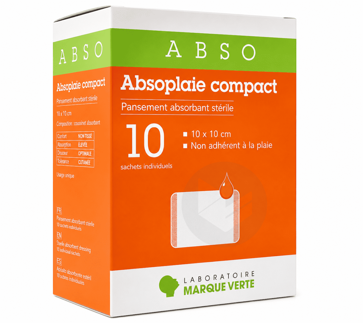 ABSODERM Pansement absorbant stérile x10