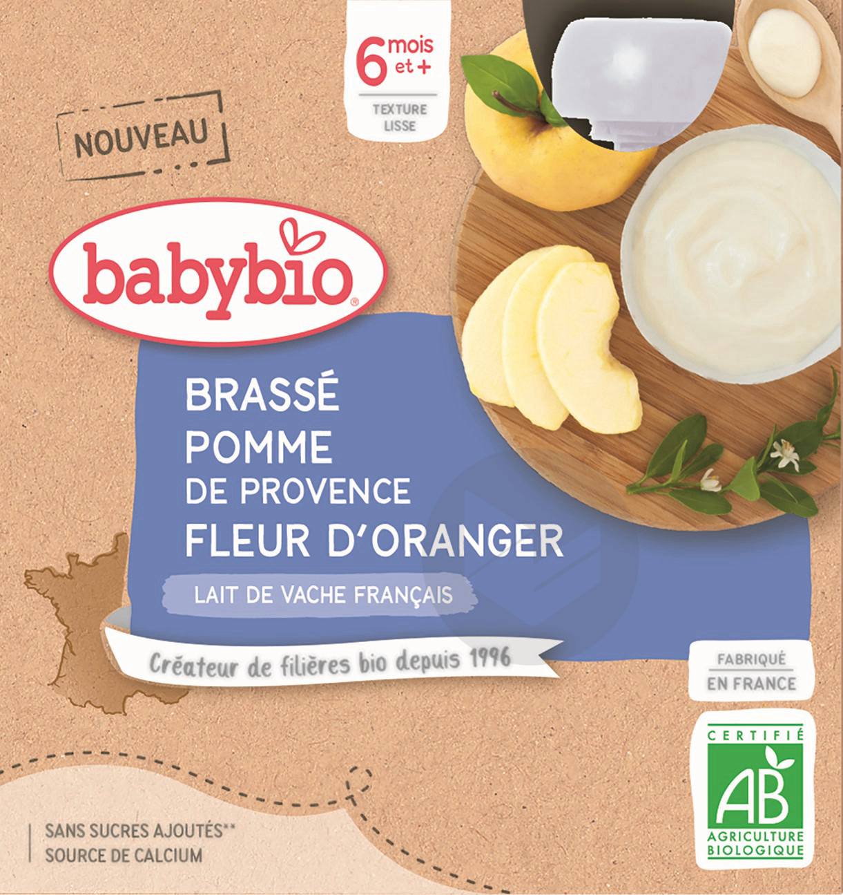 BABYBIO Gourde Brassé Pomme Fleur d'Oranger