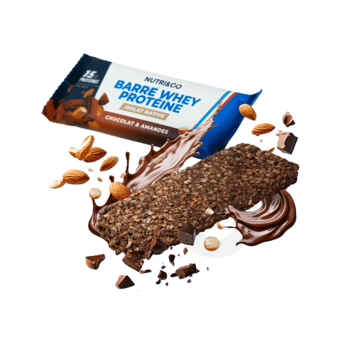 Barre protéine Whey Chocolat & Amandes 50g
