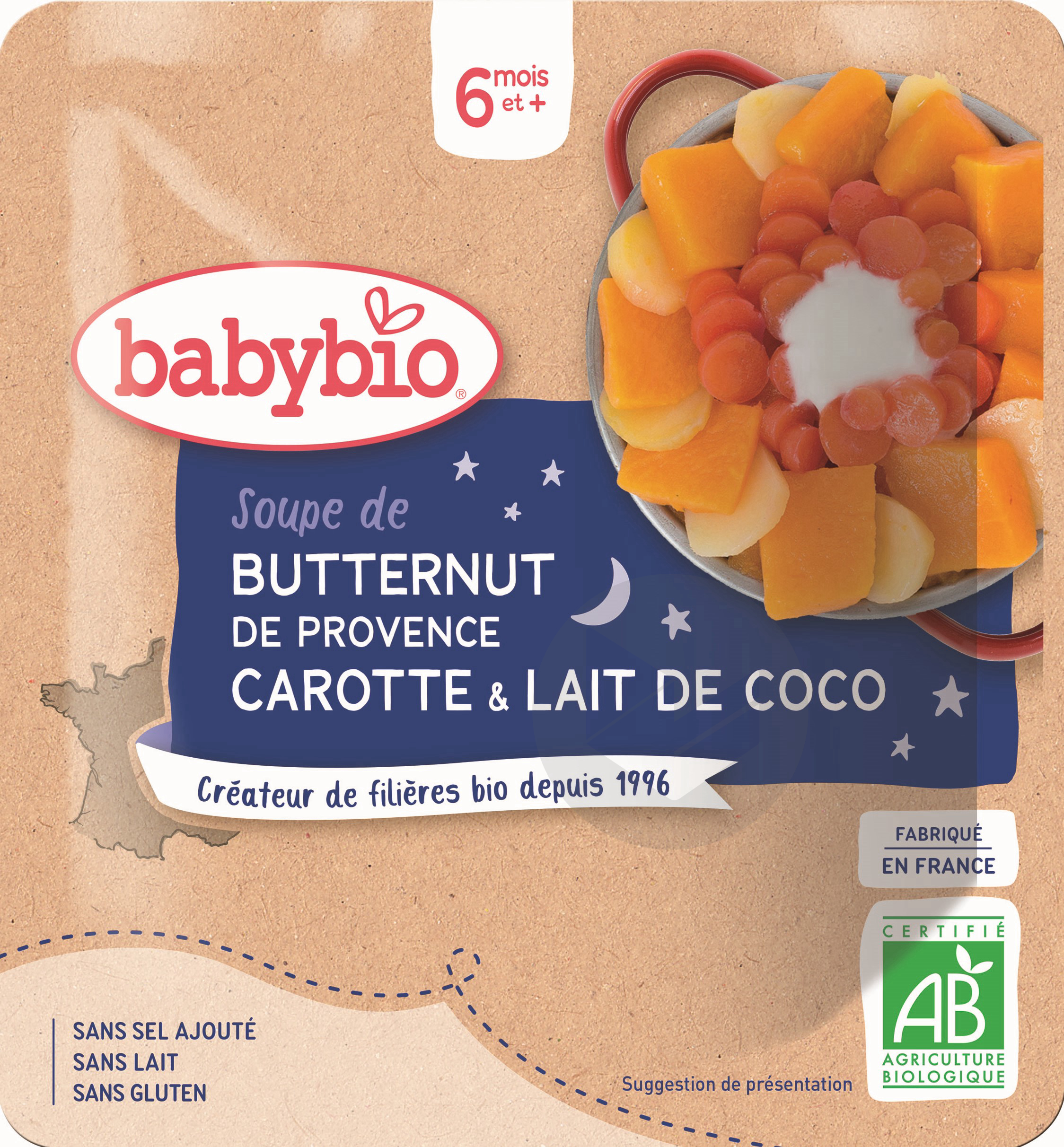 BABYBIO Poche Bonne Nuit Soupe Butternut Carotte Coco