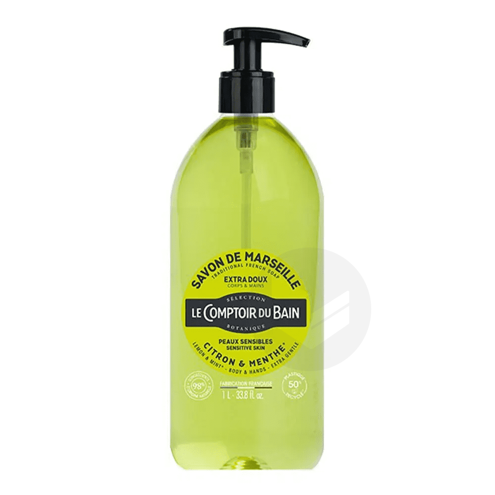 Savon Traditionnel de Marseille Extra-Doux Citron et Menthe 1l
