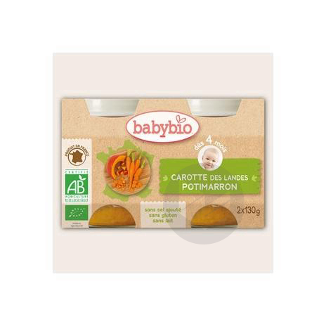BABYBIO Aliment infant carotte potimarron 2Pots/130g
