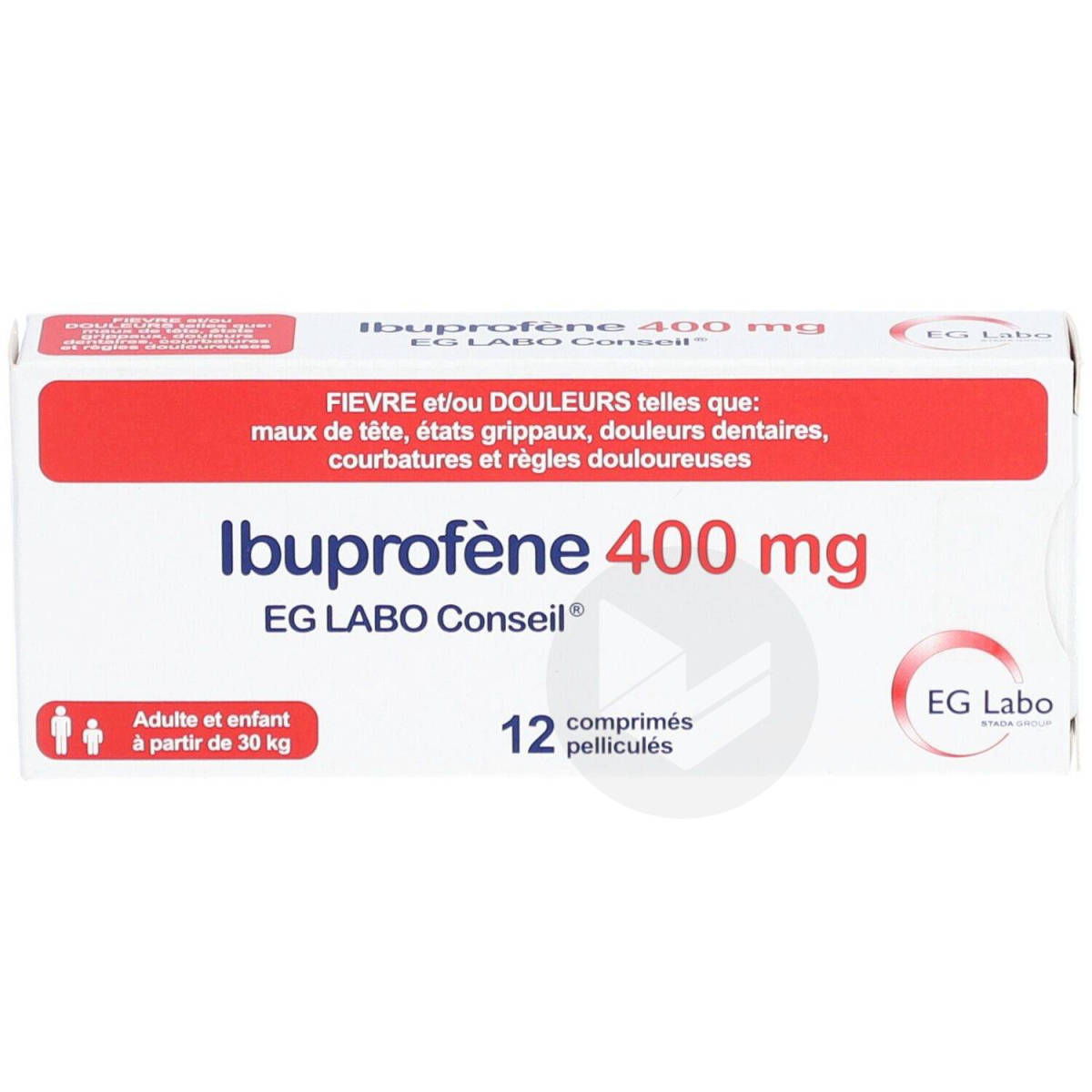 IBUPROFENE EG LABO CONSEIL 400 mg, 12 comprimés pelliculés