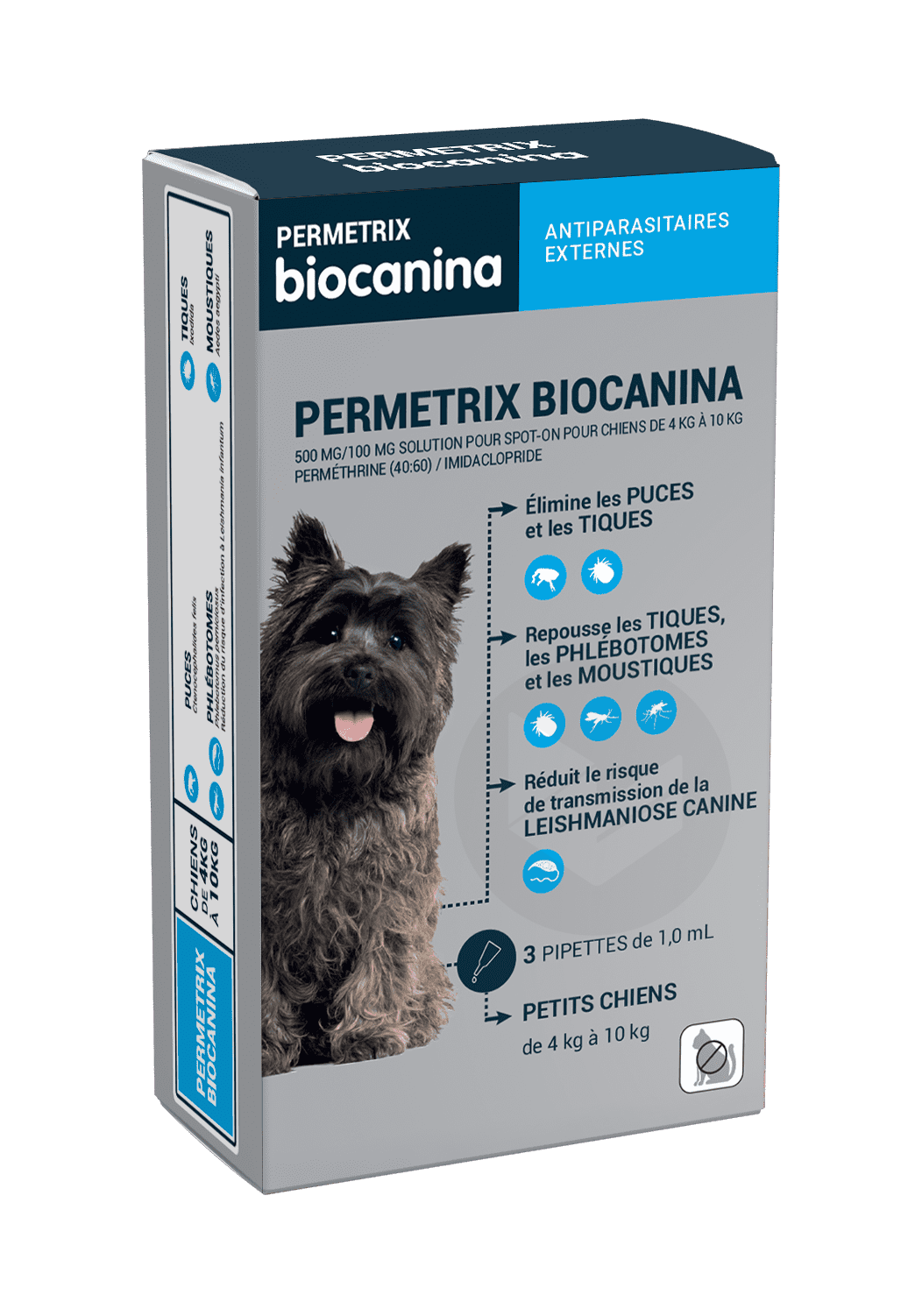 Permetrix 500mg/100mg Petits Chiens 4 à 10kg 3x1ml