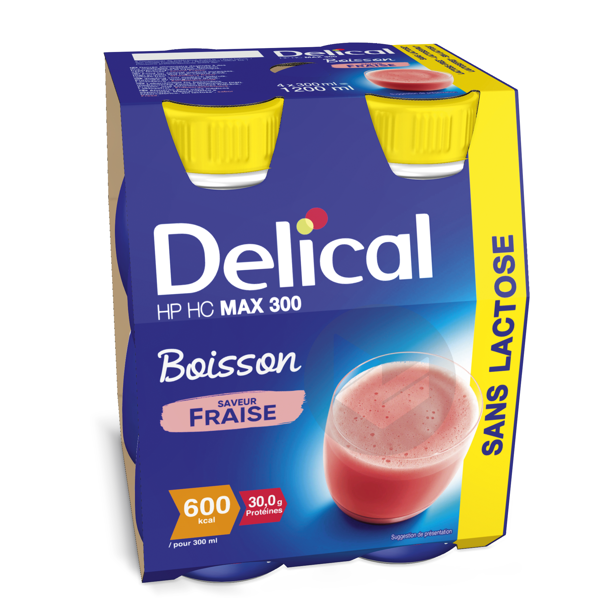 DELICAL Boisson sans lactose HP HC MAX 300 Fraise 4x300ml