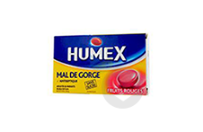 HUMEX 20 mg Pastille pour mal de gorge biclotymol fruits rouges sans sucre (Plaquette de 24)