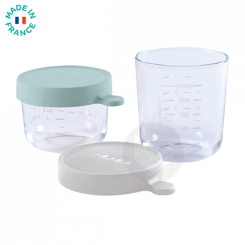 Coffret 2 portions verre 150ml airy green + 250ml gris clair