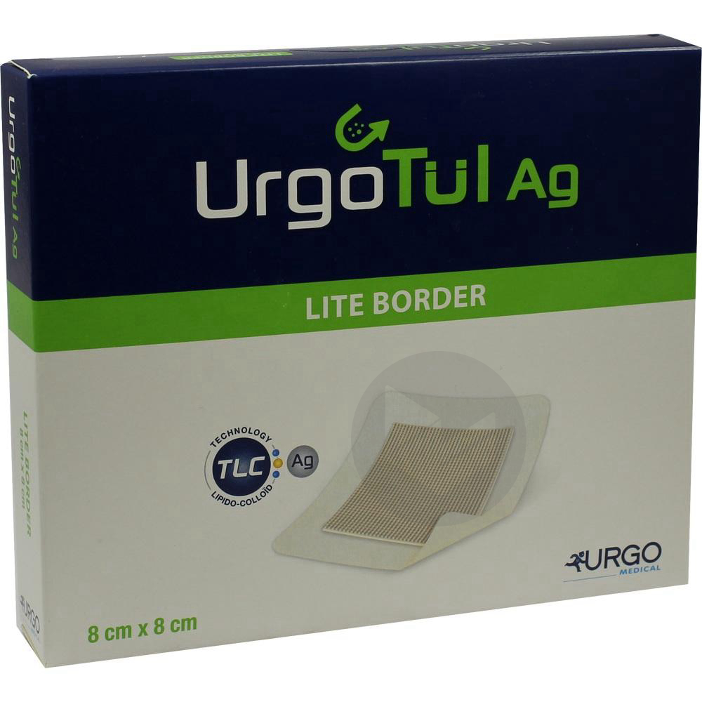 URGOTUL AG LITE BORDER Pans fin adhésif antibactérien 8x8cm B/16